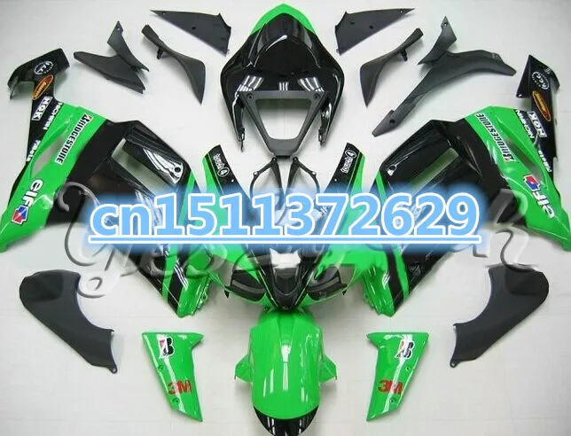 

Free custom paint body work for Ninja ZX6R 2007 2008 ZX 6R 07 08 ZX6R 07 08 green black set-Dor D