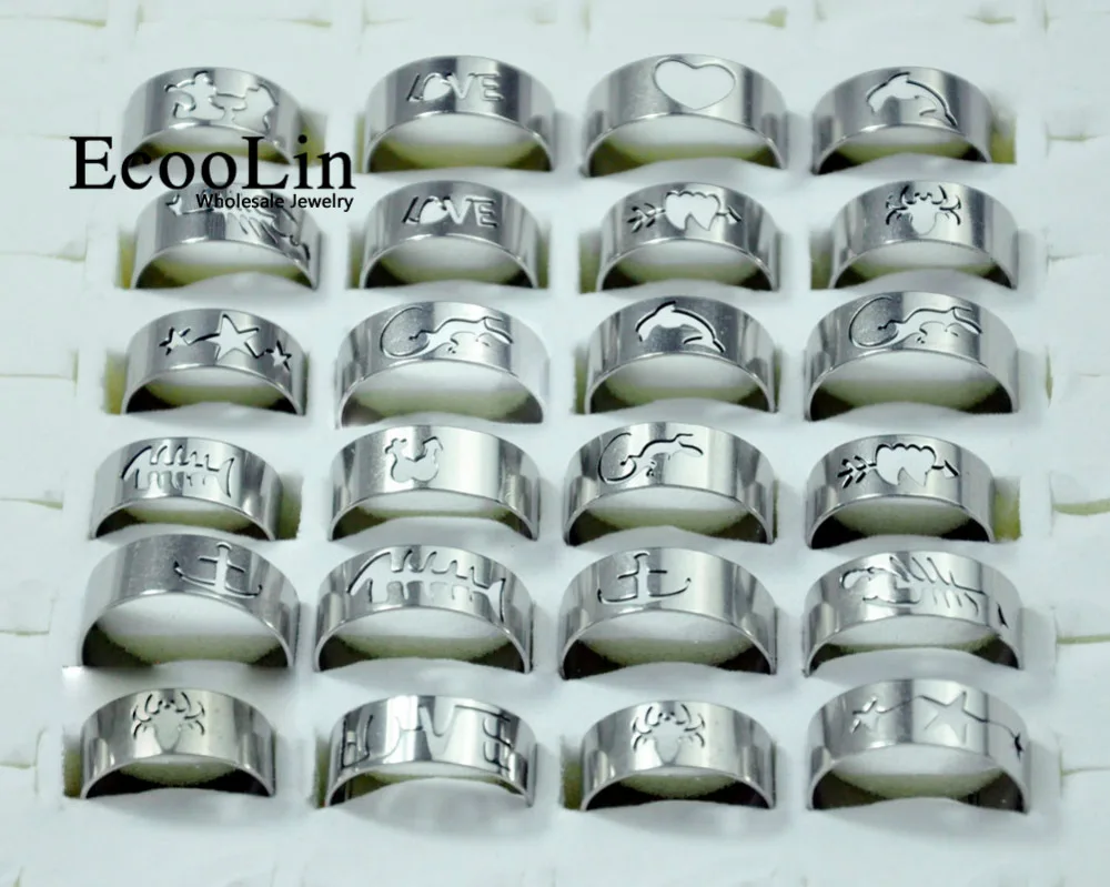 50 шт смешанные стили Модные мужские кольца из нержавеющей стали ювелирных изделий оптом LR117