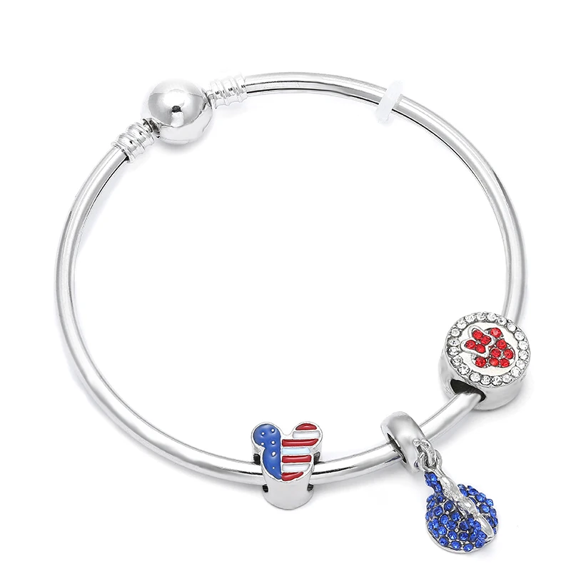 

CUTEECO Dropshipping Carton Animal Charm Bracelets with Mickey Minnie Beads Brand Bracelet for Children Jewelry Gift