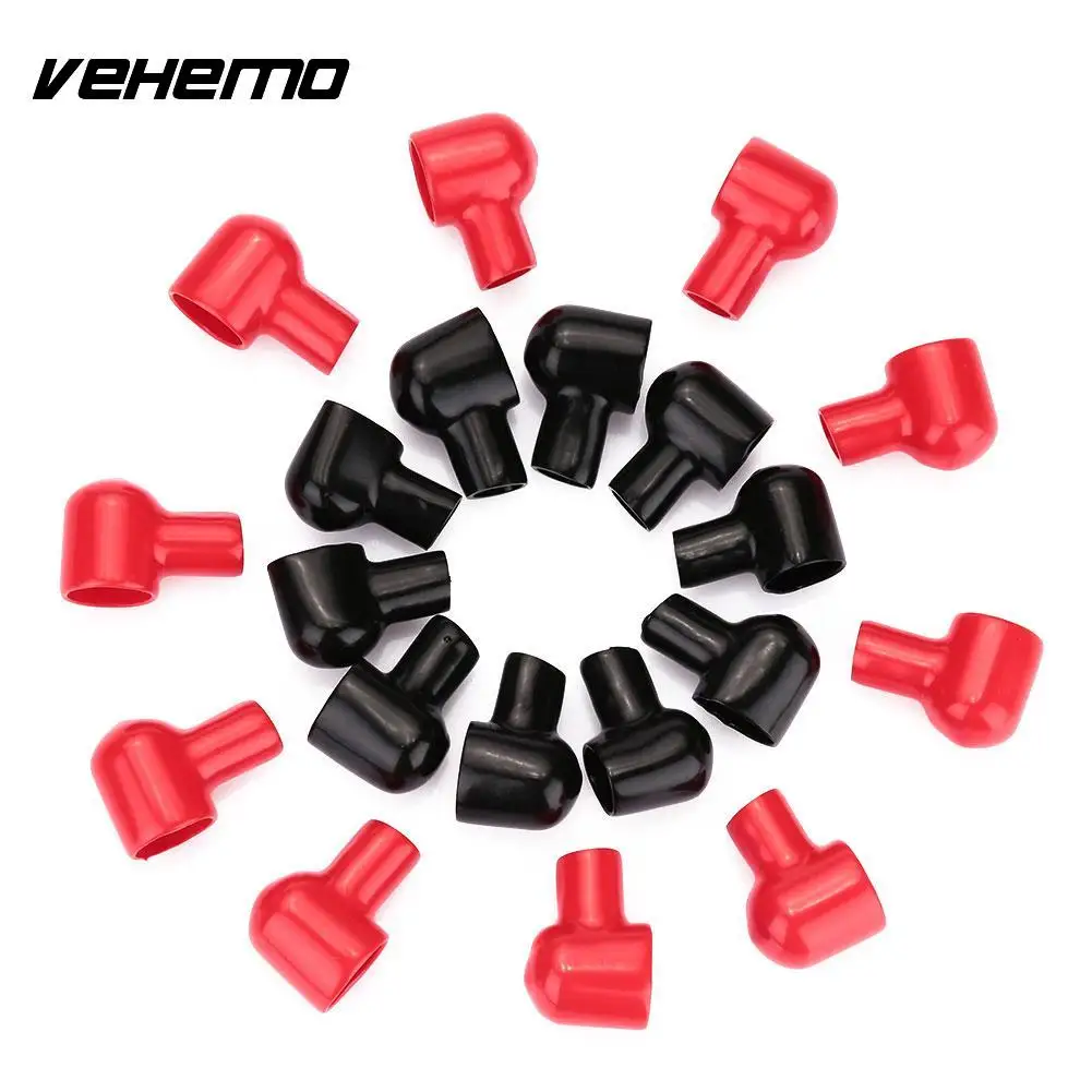 Vehemo 20Pcs Terminal Round Black Red Battery Insulating Covers Rubber