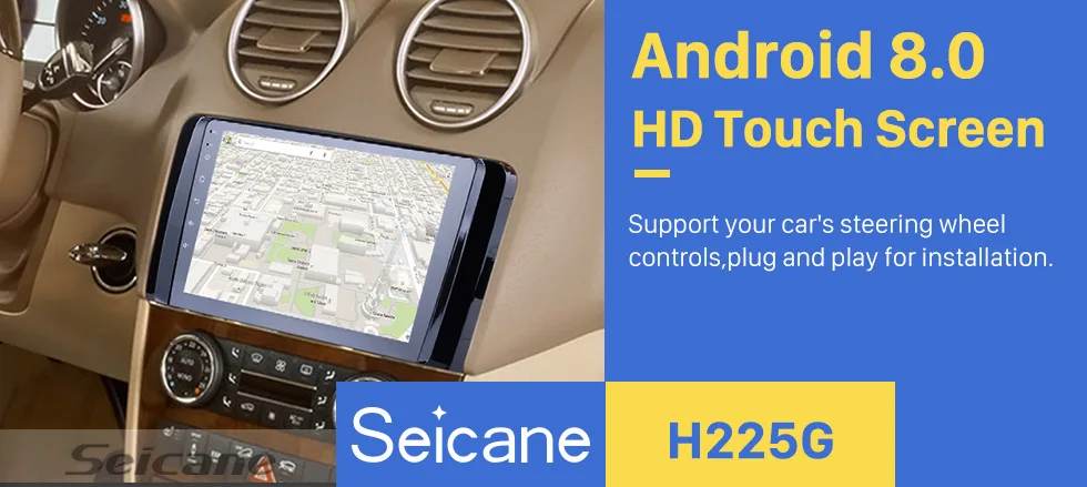 Perfect Seicane Android 9.0 HD 9"  1Din GPS Car Radio Stereo Autoradio For 2006-2013 Mercedes Benz R Class W251 R280 R300 R320 R350 R63 1