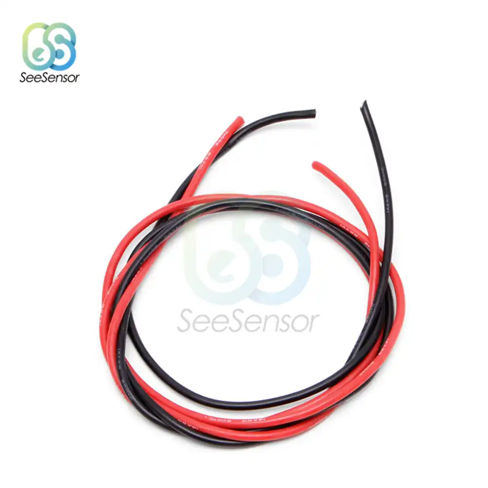 14 Awg Cable de Silicona Muy Flexible Alta Temperatura 1M Rojo /& 1M Negro
