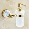 Distributeur de savon liquide en laiton doré, bouteille en verre, support mural de luxe, produits de salle de bains, accessoires ► Photo 1/6