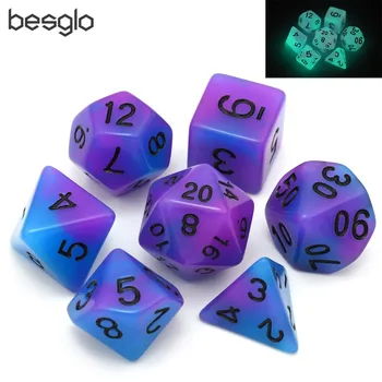 

Purple&Blue Double Color Glow in the Dark Dice Set for RPG DnD MTG Board Games