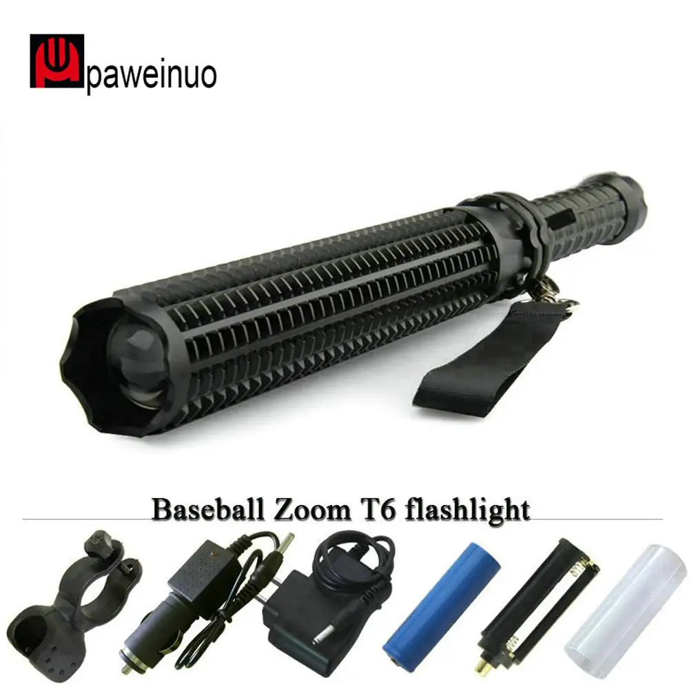 

Baseball Bat led flashlight powerful telescoping lanterna cree xml t6 tactical torch baton flash light self defense 18650 OR AAA