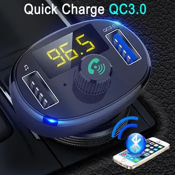 

JINSERTA Car Kit QC3.0 USB Charger Music Radio Bluetooth Receiver FM Transmitter Modulator Handsfree MP3 Player