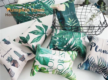 

2018 Boutique Simple INS style green plant leaves cotton + linen table tissue box, living room/restaurant tissue box cloth bag