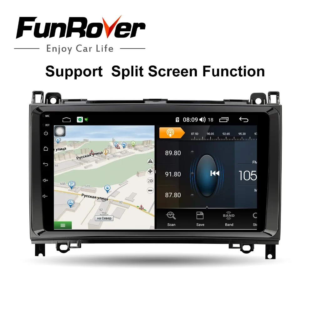 Clearance Funrover 8 Core Android 9.0 2din Auto radio Car DVD multimedia for Mercedes Benz B200 A B Class W169 W245 Viano Vito W639 2.5D 2