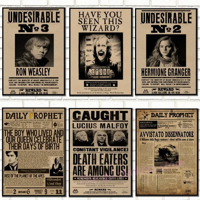 Harry Potter Wanted Order Undesirable No .1 Vintage Retro Kraft Poster ...