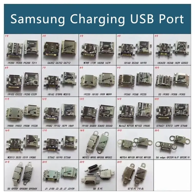 

s5/6/7/8 edge i9200 w789 i8190 s3 i909 i9000 n7100 7/12 PIN Smartphone Motherboard Micro USB Jack Charging Socket Data Connector