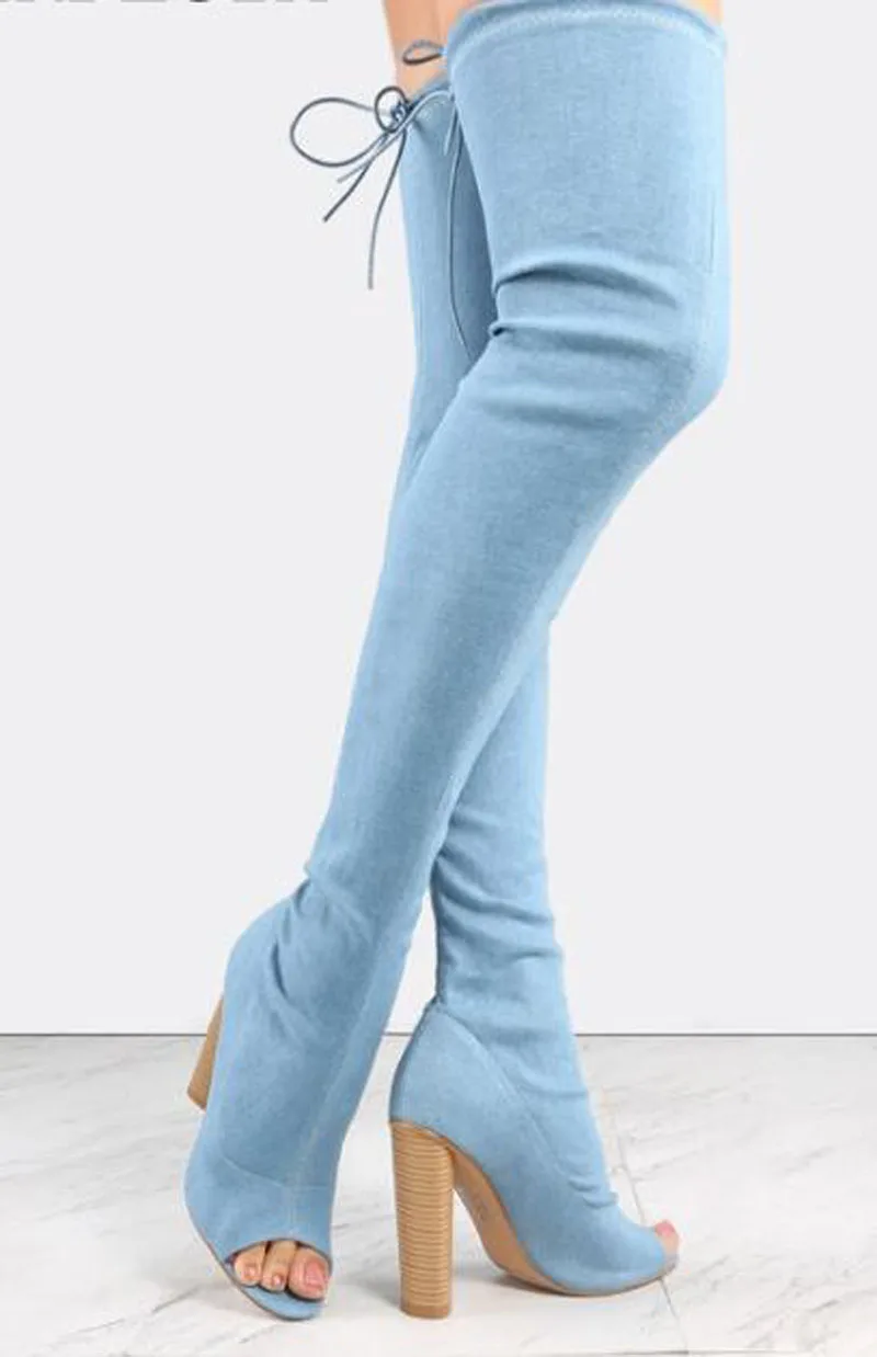 Vestido out Moda Vendaje Diseño Sexy Alta Estilo Cut Pie Zapatos Sobre Abierto La Del Gruesa Rodilla Las Nuevo Dedo Super De Delgado Mujeres Talón Botas w4EqzqgR