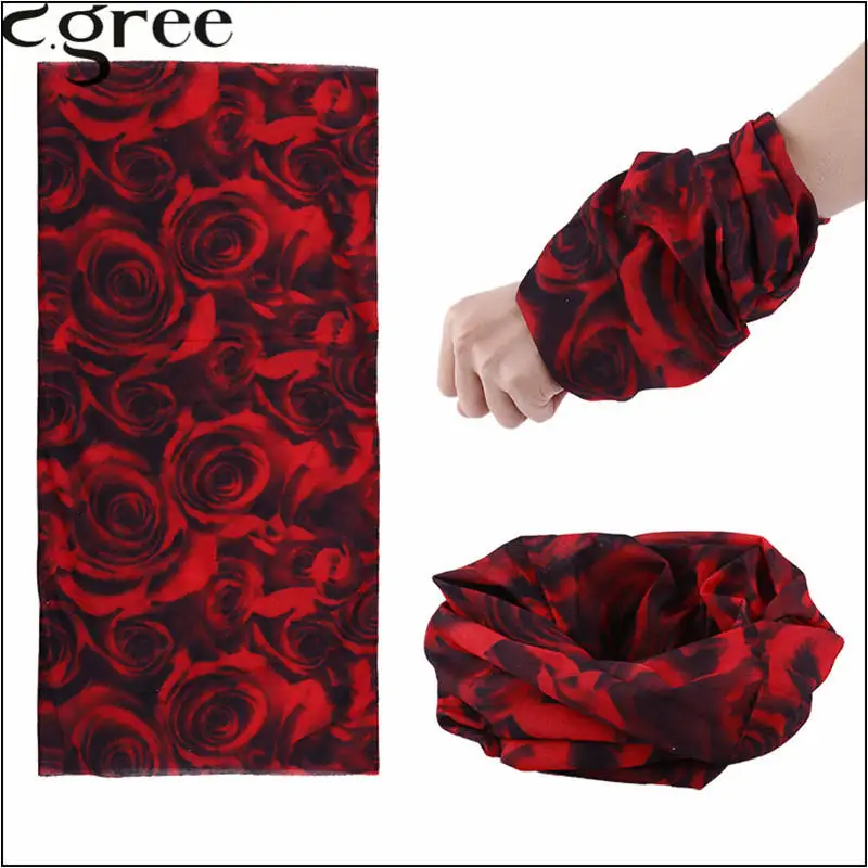 

C.gree Red Rose Headband Bandana Multifunctional Seamless Headwear Mask Bandana Polyester Microfiber Headbands For Adults 101