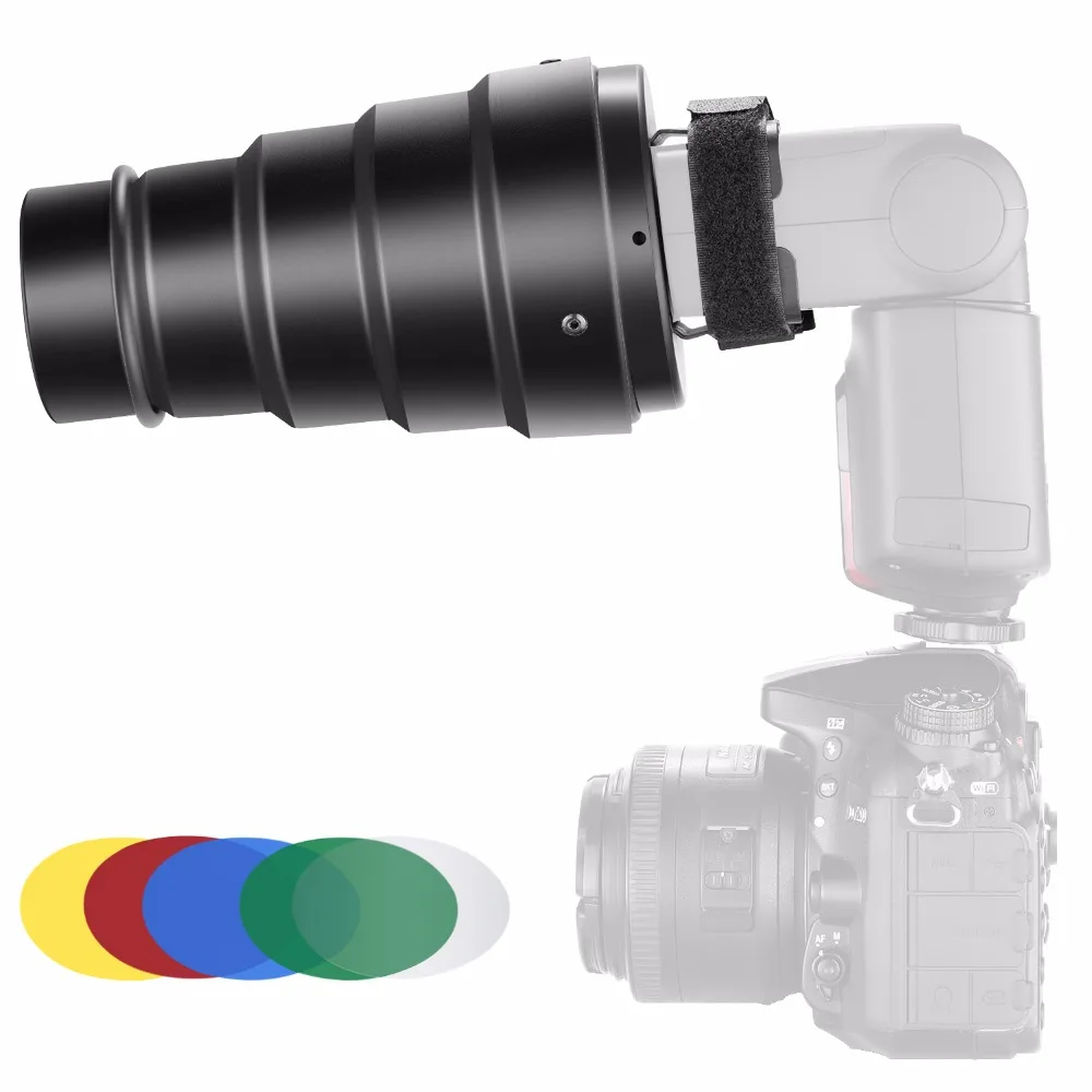 Neewer конический набор Snoot с сеткой и фильтры для Canon Nikon Flash Speedlites