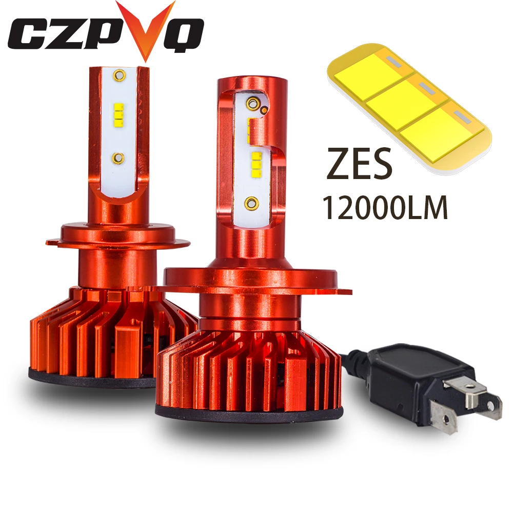 CZPVQ Автомобильные фары H4 H7 LED H1 H3 H8 H9 H11 9005 HB3 9006 HB4 880 881 H27 Противотуманные 6000K 80W 12000LM