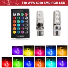 RGB T10 W5W светодиодный 194 168 W5W 5050 SMD автомобильный купольный светильник для чтения автомобилей клиновидная лампа RGB светодиодный светильник с пультом дистанционного управления стиль