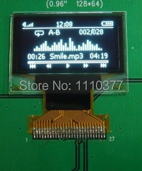 

0.96 inch 27PIN yellow blue color OLED LCD Screen SSD1308 Drive IC 128*64