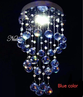 

Free shipping 1! 2015 New arrived amber crystal staircase pendant lamp blue crystal Dia20cm H40cm stair lamp