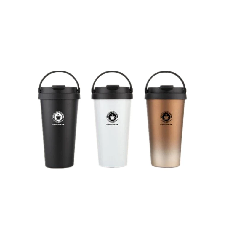

Vacuum-Insulated Stainless Steel Travel Mug Custom Logo Mug with Carry Handle