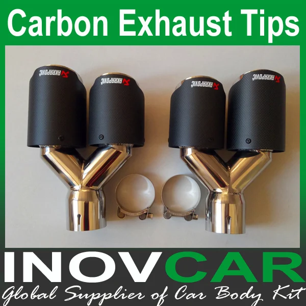 

One Pair Y Model Akrapovic Car Exhausts Dual End Tips Universal Carbon Dual End Muffler Pipes Tail Tips