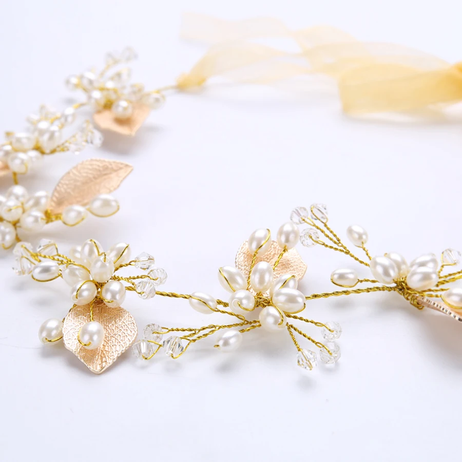 TUANMING-Bladgoud-Gesimuleerde-Parel-Tiara-Sieraden-Transparant-Kunstmatige-Kristal-Kralen-haaraccessoires-Party-Bruiloft-Gouden-lint (4)
