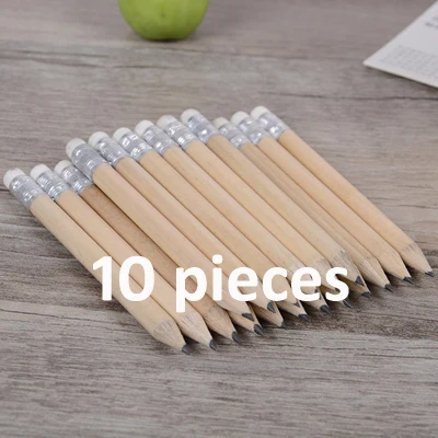 Мини размер простой деревянный карандаш с ластиком лог карандаш короткий размер карандаш для детей и детей в продаже - Цвет: 10 piece with eraser