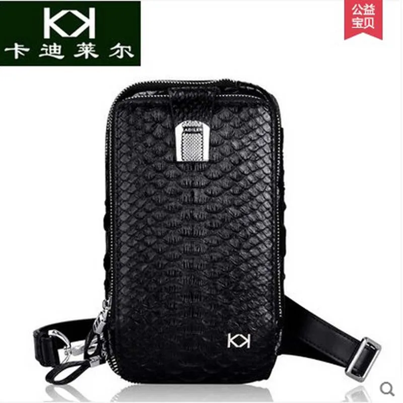

Kadiler new python leather men's chest bag leather bag oblique satchel fashion serpentine movement