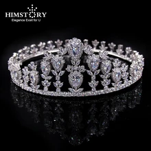 HIMSTORY Top Quality Sparkling Round Zircon Brides Tiaras CrownS Silver CZ Hairbands Headpieces Wedding Hair Accessories цена HIMSTORY Top Quality Sparkling Round Zircon Brides Tiaras CrownS Silver CZ Hairbands Headpieces Wedding Hair Accessories цены онлайн