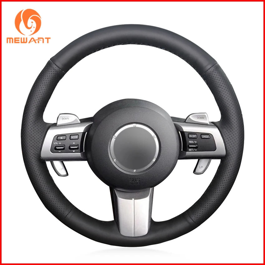 

MEWANT for Mazda MX-5 2009-2013 RX-8 2009-2013 CX-7 CX7 2007-2009 Black Micro Fiber Artificial Leather Car Steering Wheel Cover