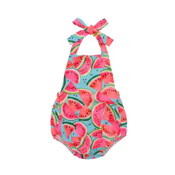 

2017 Summer Watermelon Newborn Baby Girls Sleeveless Backless Halter Romper Jumpsuit Sunsuit Outfits Clothes 0-24M