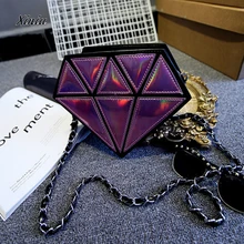 Для женщин Блестки для Ногтей Diamond форма Портмоне кошелек звено цепи кожа молния изменение денег Телефон Key Holder Сумки Кошельки