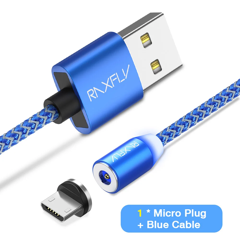 Raxfly Магнитная Зарядное устройство USB кабель для samsung A5 Магнит Micro кабель типа USB-C для iPhone 5 5S зарядки кабель Lightning/USB магнитная зарядка - Цвет: Blue 1 Cable 1 Plug