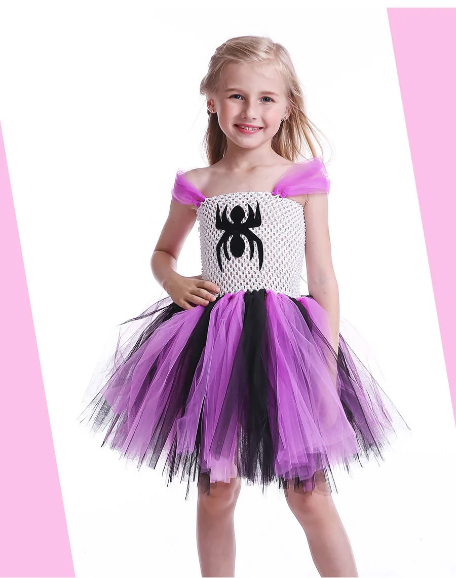 Black Purple Spiderman Inspired Girls Tutu Dress Super Hero Princess Halloween Costume Birthday Party Pageant Ball Gown (2)