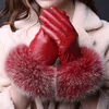 red Mitaines Femmes Деми doigt овчины белый Прихватки для мангала овчины большой Натуральный мех Пояса из натуральной кожи Для женщин Наручные водительские перчатки Ганц тактильные - Цвет: red