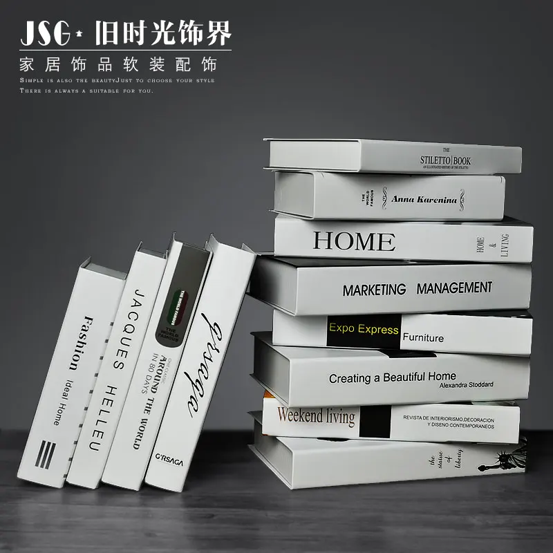 Old Time Solid Colors White Cover Simulation Books Decoration