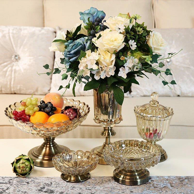 Стеклянная тарелка для фруктов из 5 предметов хрустального стекла красоты ваза