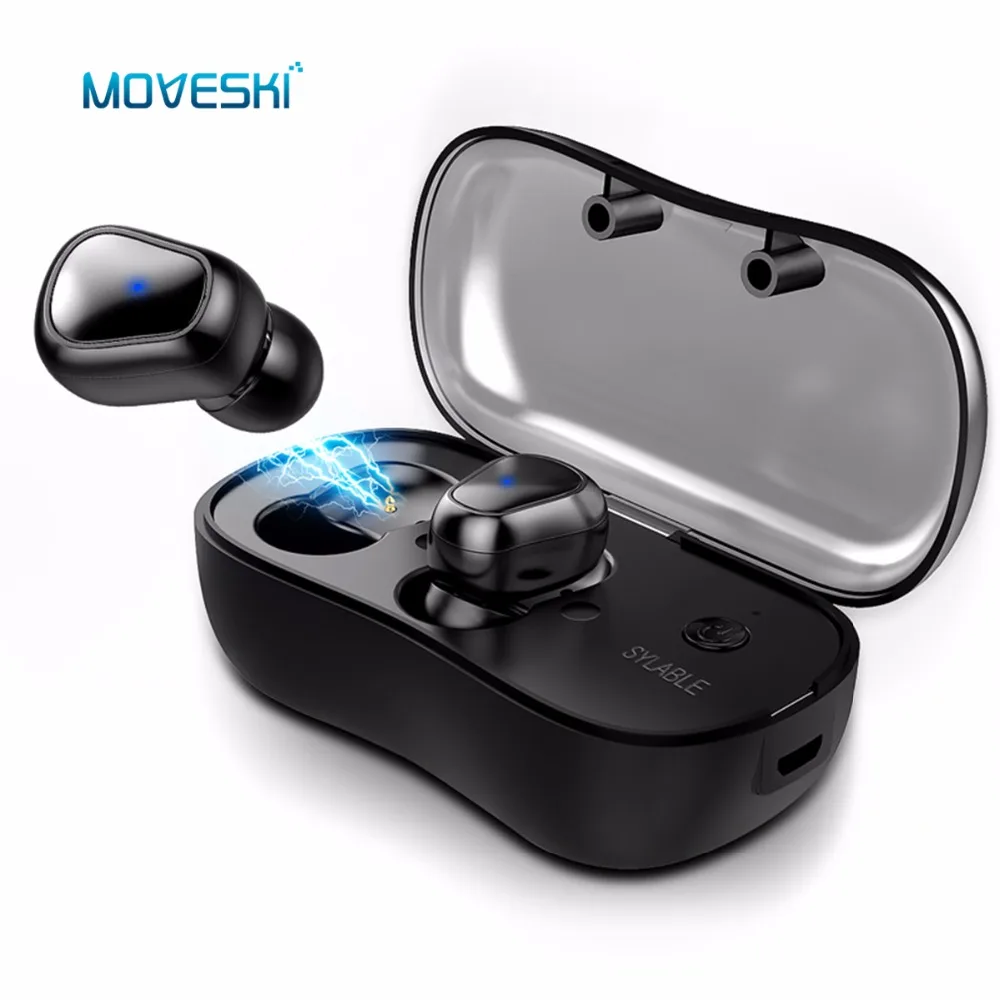 

Moveski D900P Wireless Bluetooth Earphone Waterproof Invisible Tinny BT 5.0 Noise Canceling Earbuds Micro Headset -Black