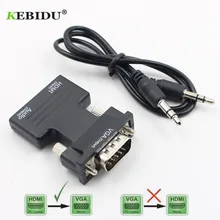 Kebidu fêmea para vga conversor masculino com suporte adaptador de áudio 1080p para computador portátil tv monitor hdmi-compatível com adaptador vga