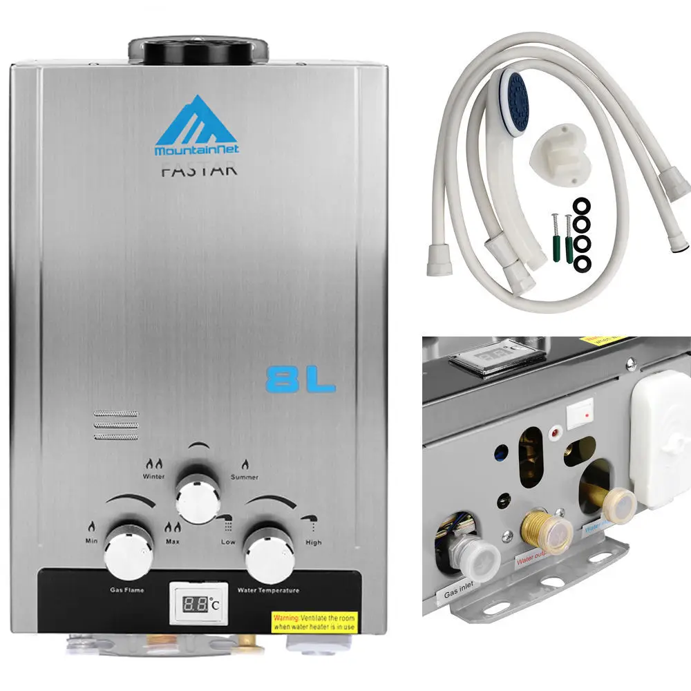 Natural Gas 8L Tankless Instant Hot Water Heater Boiler Stainless 16kw