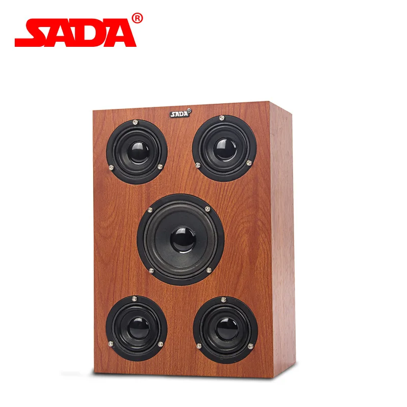 SADA V 192 Multimedia 3D Surround Stereo Heavy Bass Subwoofer Computer USB Wooden Speaker