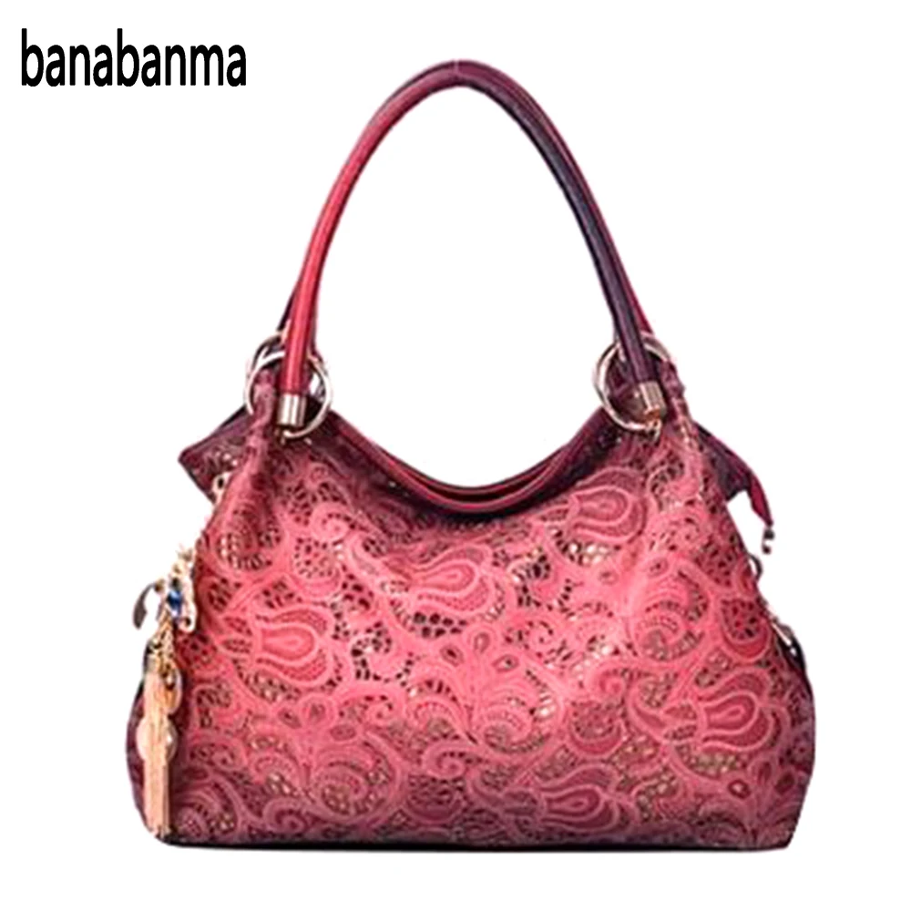 

banabanma Women's Soft PU Leather Top Handle Satchel Tote Bag, Peacock Pattern Hollow Shoulder Bag Handbag with Pendant ZK30