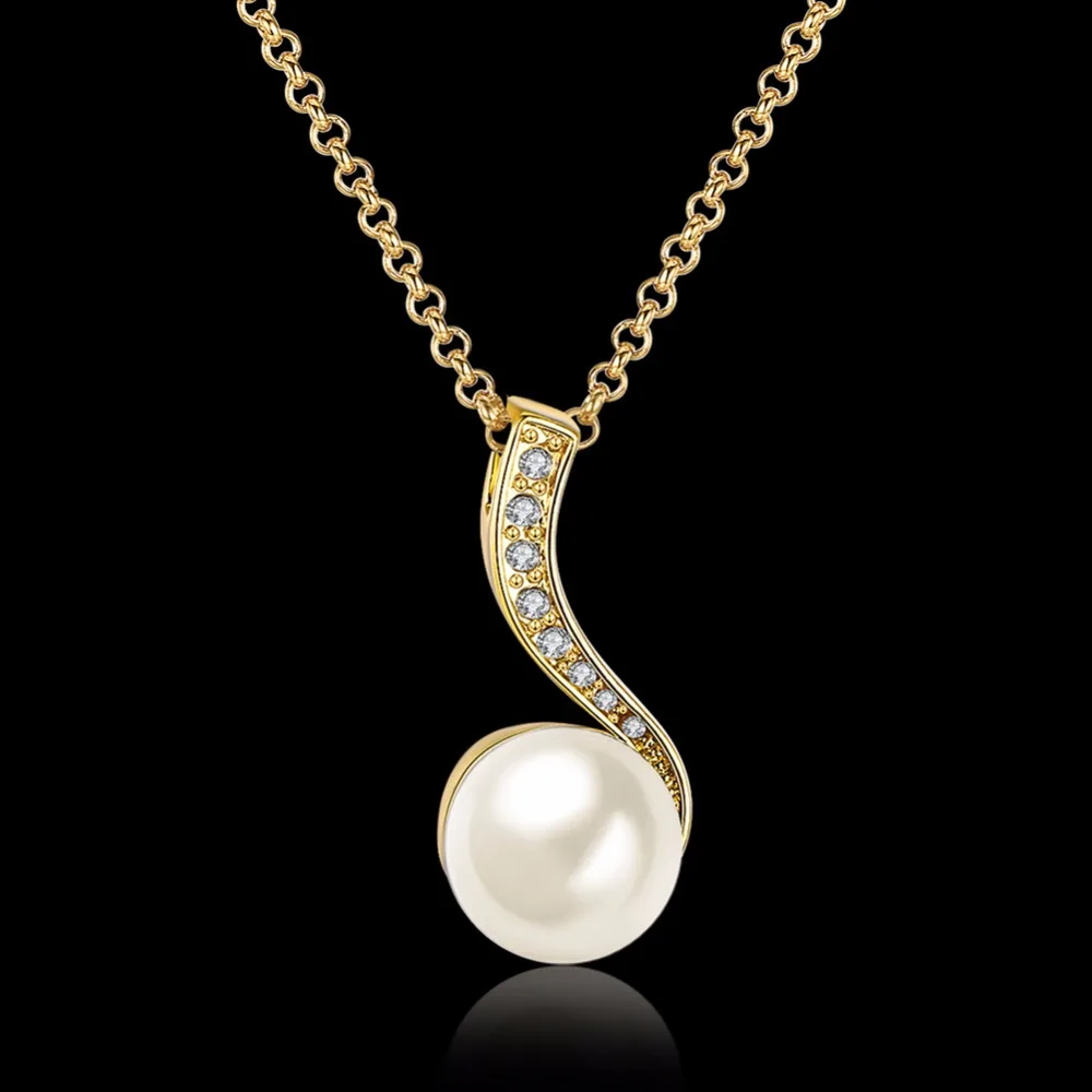 www.bagsaleusa.com : Buy Hot Sale Imitation Pearl Pendant Necklace Rose Gold Color Fashion Brand ...