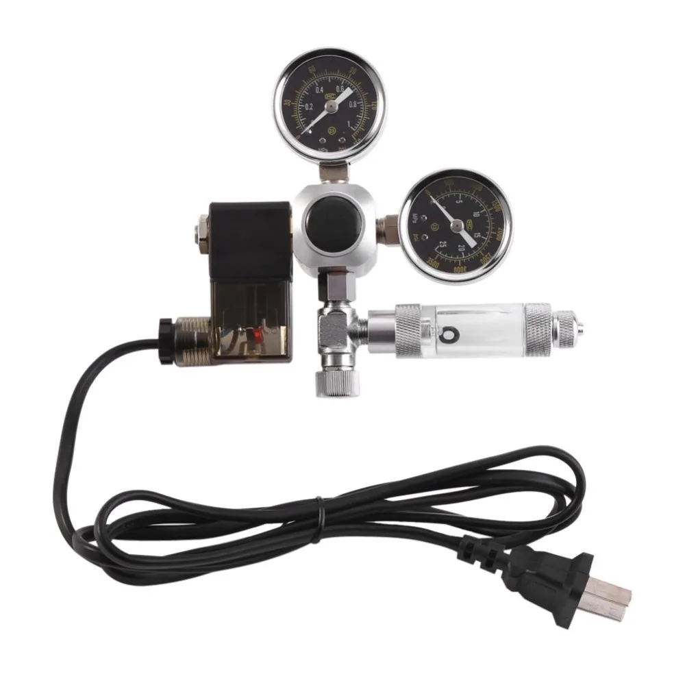 

G5/8 Aquarium System Dual Gauge CO2 Pressure Regulator Bubble Counter Solenoid Valve 220V Aquarium Bubble Counter CO2 Control