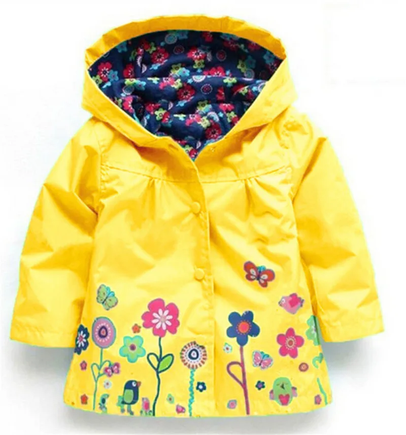 

Children Wear Coat Girls Lovely Flowers Wind Rain Jackets Girls A Raincoat girls coat