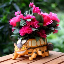 Mini Kawaii Cartoon Cute Adorable Wild Striped Cat Cartoon Bus Animation Design Flower Pot Succulent Planter Desk Decor