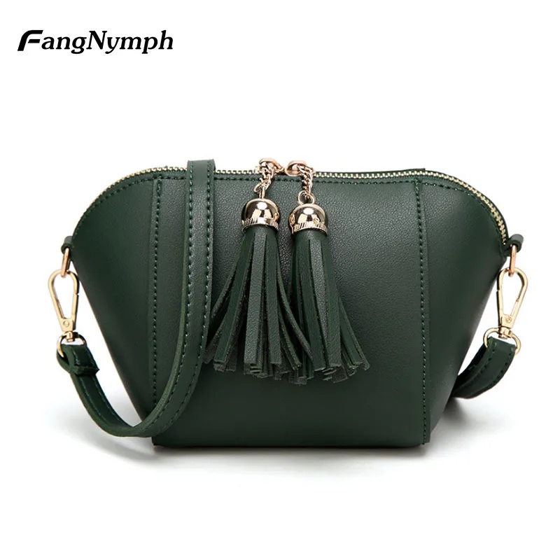 

FangNymph Brand Leather Luxury Handbag 2018 Green Shell New Women's Handbags New Collection Crossbody Small Mini Bag for Girl