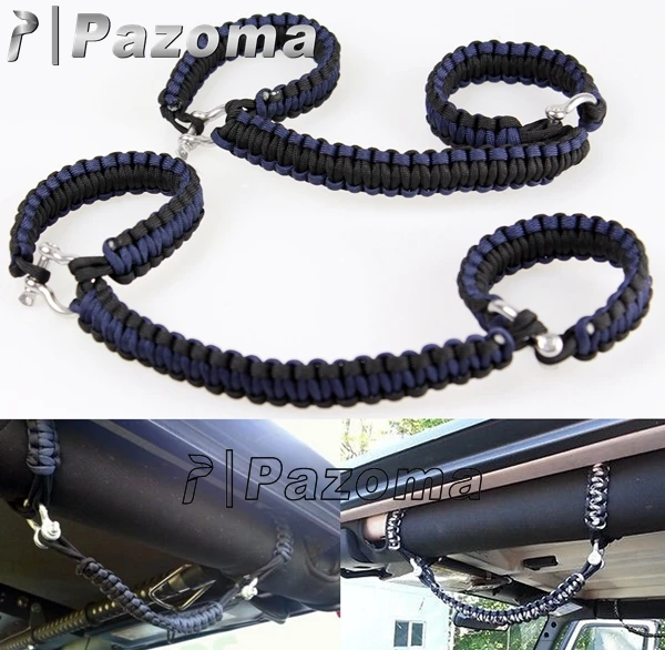 

PAZOMA Wrangler JK JKU 2 Door Paracord Grab Handles Blue and Black Roll Bar