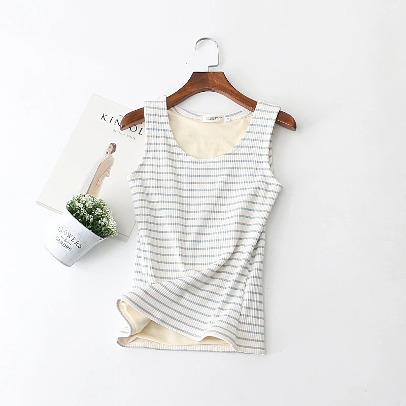 2018 Autumn Warm Thermal Tank Top for Women Vest Round Neck Slim Plus Velvet Winter Laides Tops T Shirts M-XL Tank Tops (11)