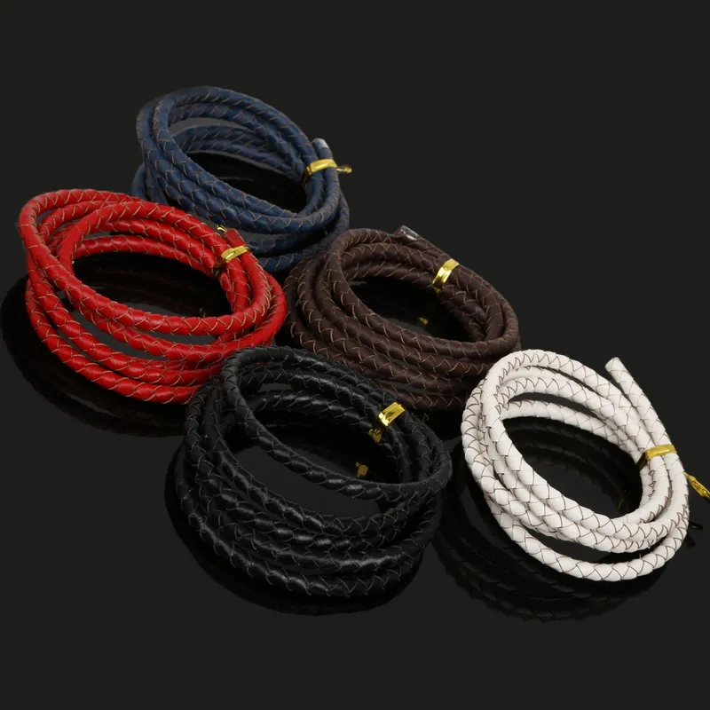 

Dia 5mm 1M Length 5 Colors Braided Genuine Lether Rope String Cord Rope String Fit Necklace Bracelet DIY Craft Making