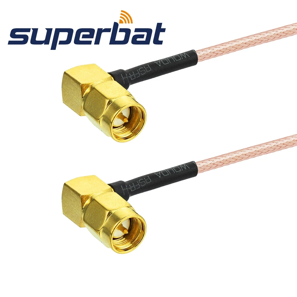 

Superbat SMA Pigtail Cable Assembly SMA Male Right Angle to SMA Male Right Angle Patch Lead RG316 25cm for Wi-Fi Radios Antenna