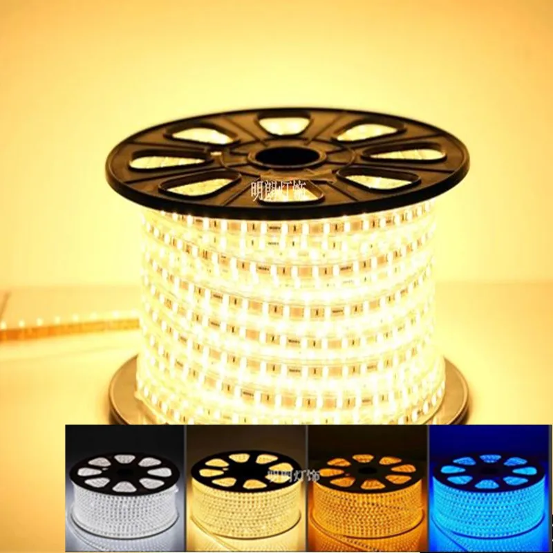 SMD 5050 AC 220V Гибкая светодиодная лента 1 м/2 м/3 м/4 м/5 м/6 м/7 м/8 м/9 м/10 м/15 m/20 M + Вилка